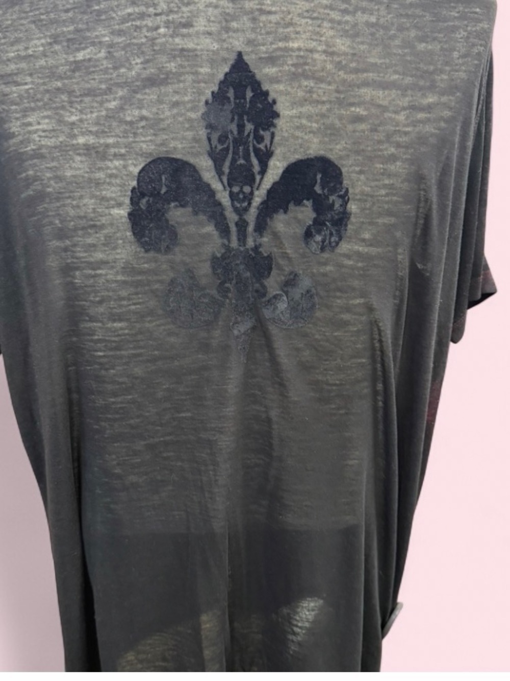 John Varvatos Black Short Sleeve Tee with Fleur-de-Lis Graphic